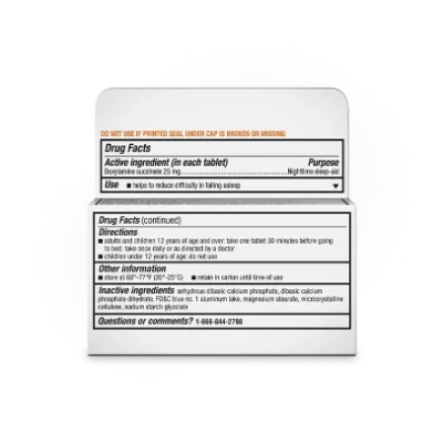 Back of Unisom® SleepTabs® Pack and Bottle